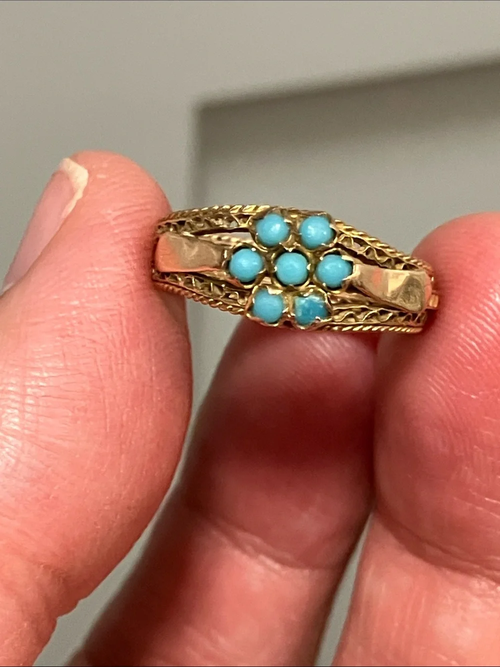 15K Gold Victorian Turquoise ring - Picture 16 of 17